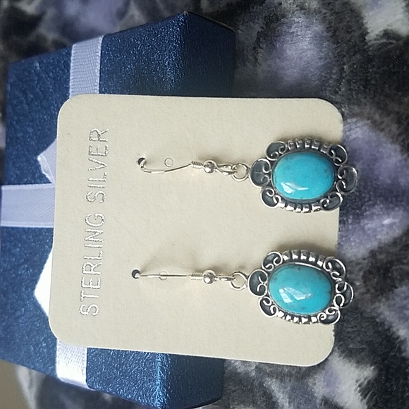 Turquoise earrings in Sterling Silver 925 - Picture 1 of 4